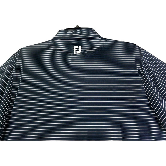 FootJoy ~Men's Size L~ Black/White Striped Golf Polo Shirt Logo, Polyester NWT - Picture 4 of 14